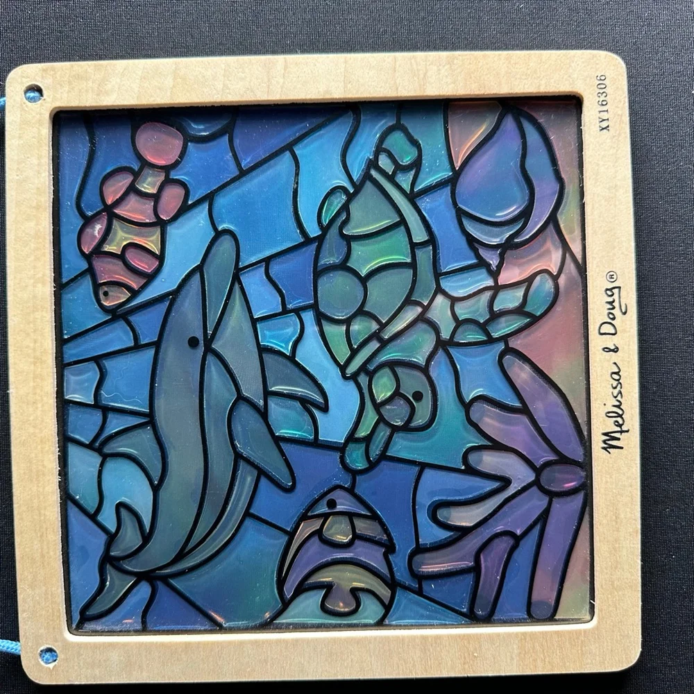 Baby Melissa & Doug Ocean Stained Glass & Stuffed Aurora Turtle